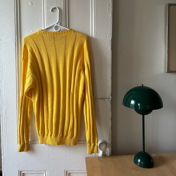 vintage 1990s canary yellow ribbed sweater made in Italy Les Copains - Picture 3 of 6